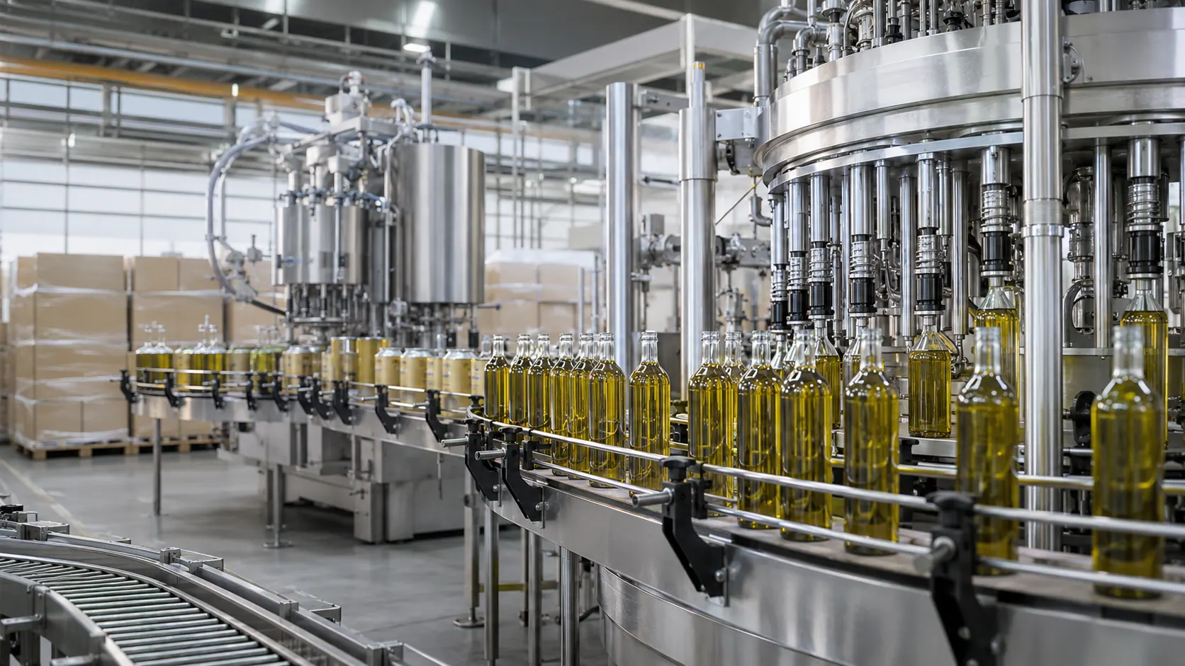 Industrial olive oil bottling line for private label production